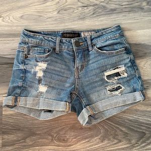 Aeropostale Midi Ripped Jean Shorts
